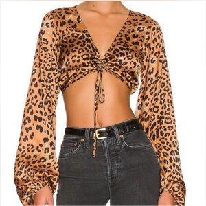 House of Harlow 1960 X REVOLVE Averie Blouse Leopard Size S